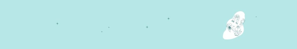 Light blue background with small star-like shapes evokes a cozy feel, while a white oval on the right displays simple black-and-white illustrations of clothes, perfect inspiration for winter crochet patterns.