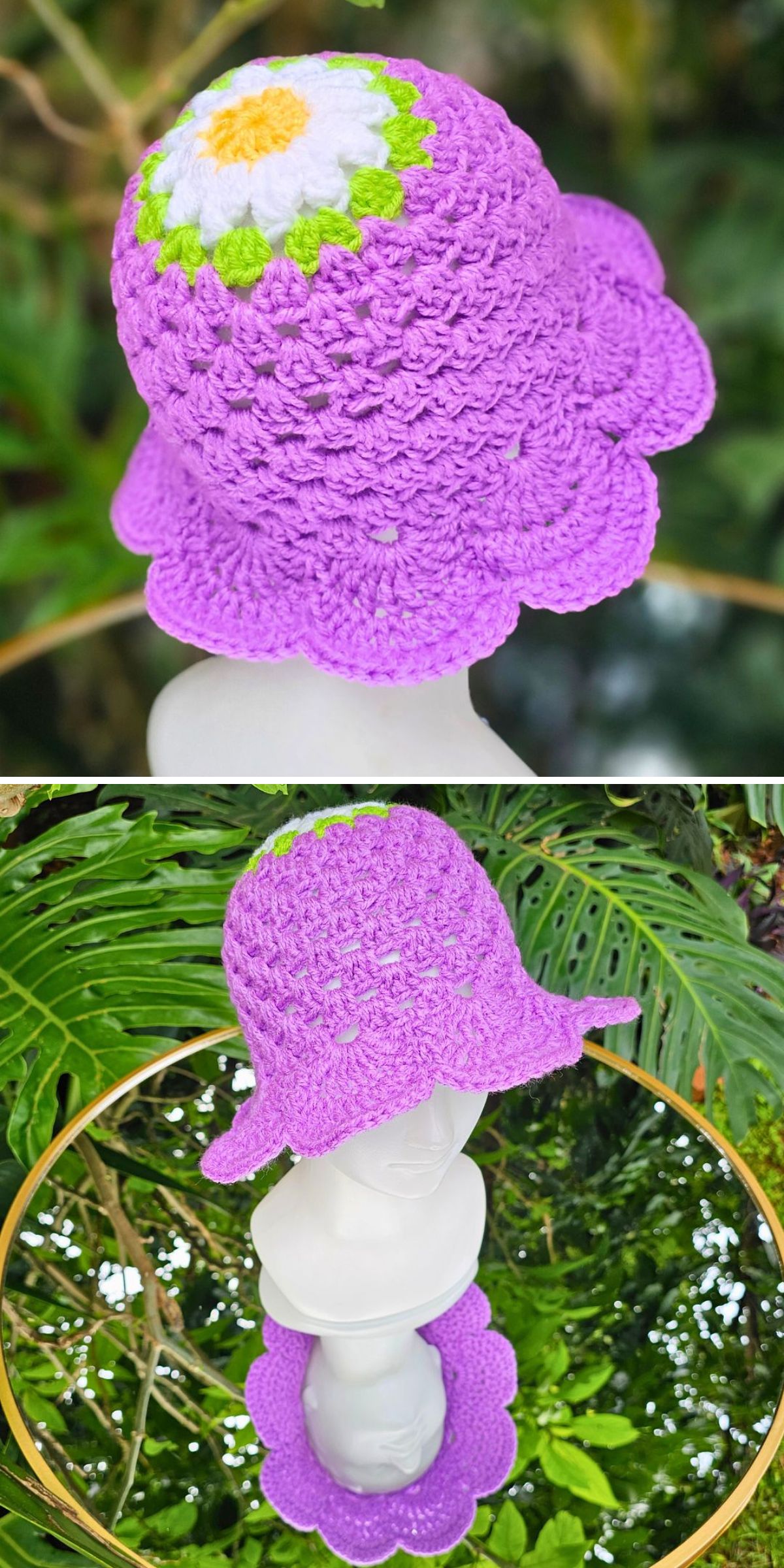 Crochet Scalloped Edge Bucket Hat | Pink, Neon Green 26 Free Crochet Bucket Hat Patterns to Make This Season main image 3