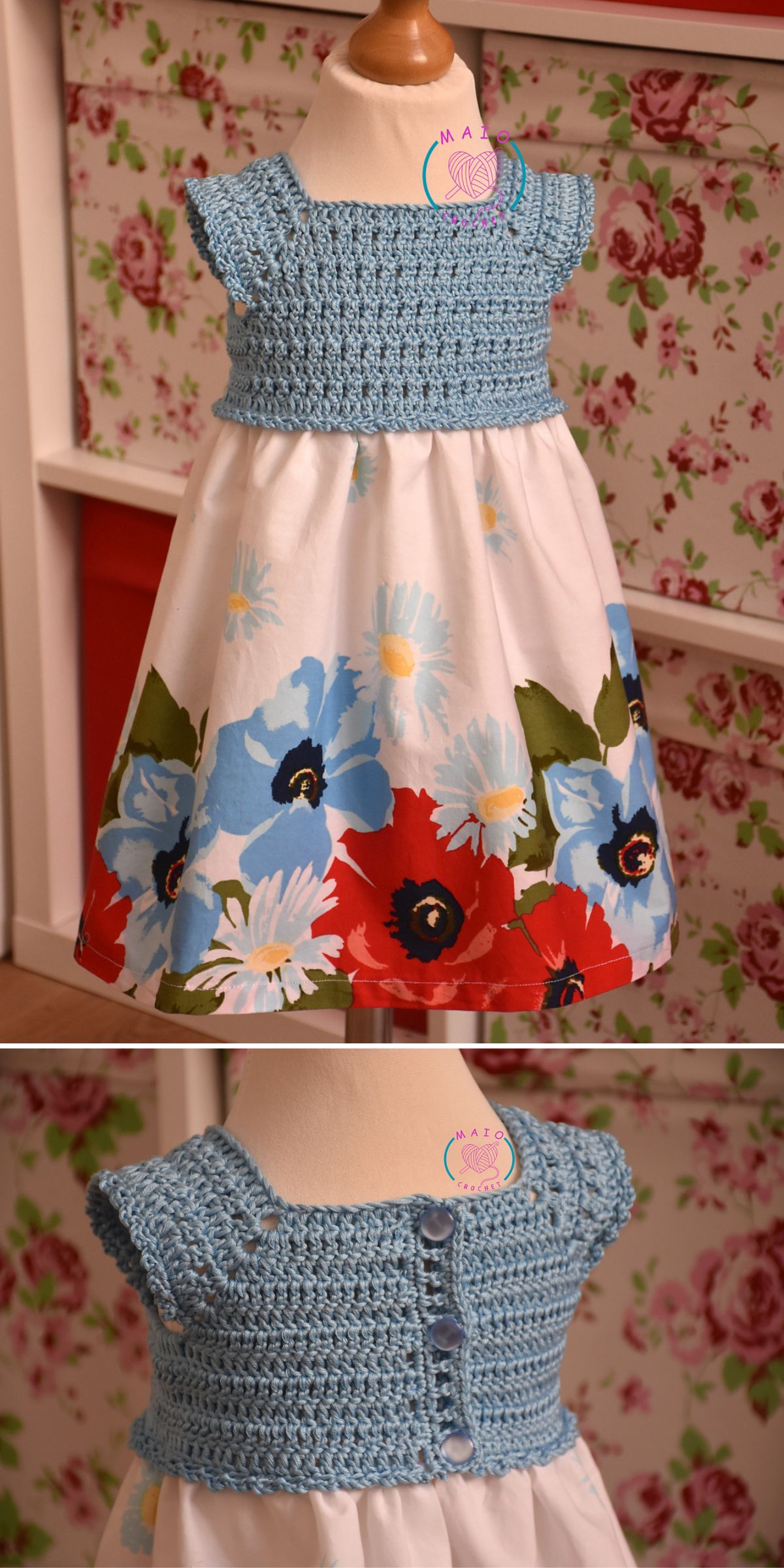 crochet and fabric dress free pattern Crochet and Fabric Dress