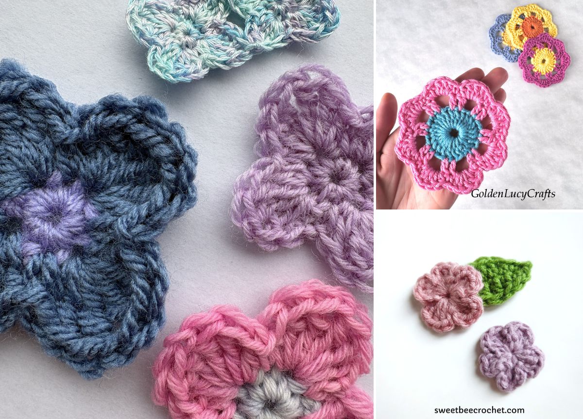 14 Free Crochet Flower Applique Patterns in Full Bloom
